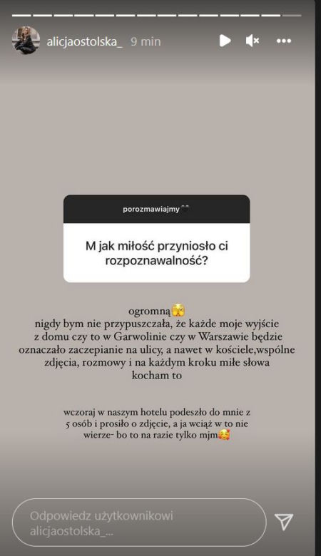 Alicja Ostolska na Instagramie o roli Ali Wrońskiej w "M jak miłość"