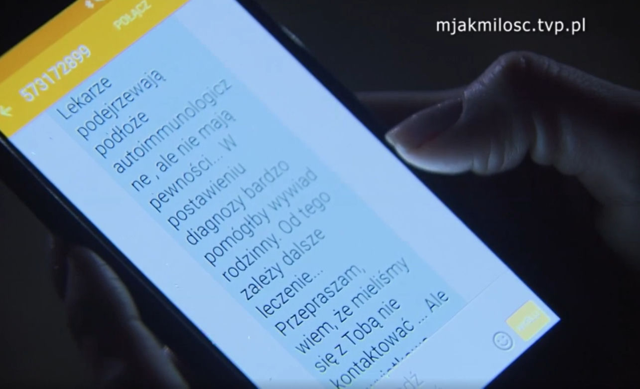 M jak miłość odc. 1661. Franka (Dominika Kachlik) dostaje SMS o chorym syny Adamie