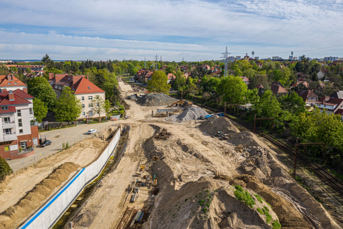 Budowa węzła Łękno - maj 2020
