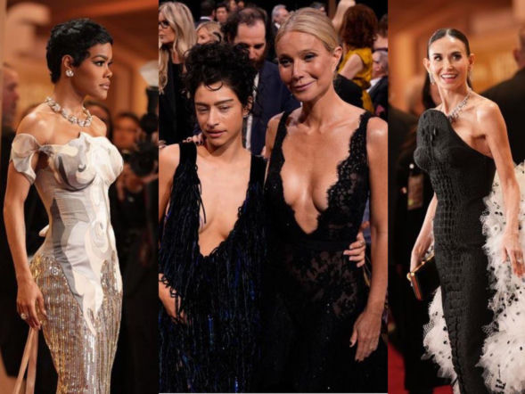 Pierzasty kuperek chudziutkiej Demi Moore i dekoltowe zatrzęsienie na Actor Awards 2026. Pomysłowo?