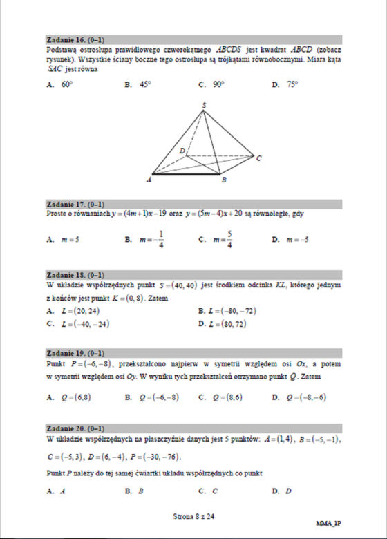 Matura poprawkowa 2019 - MATEMATYKA [ARKUSZE CKE, ZADANIA, ODPOWIEDZI]