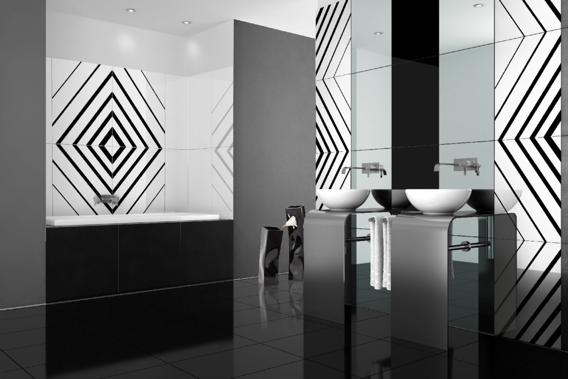 Płytki do łazienki w stylu op-art