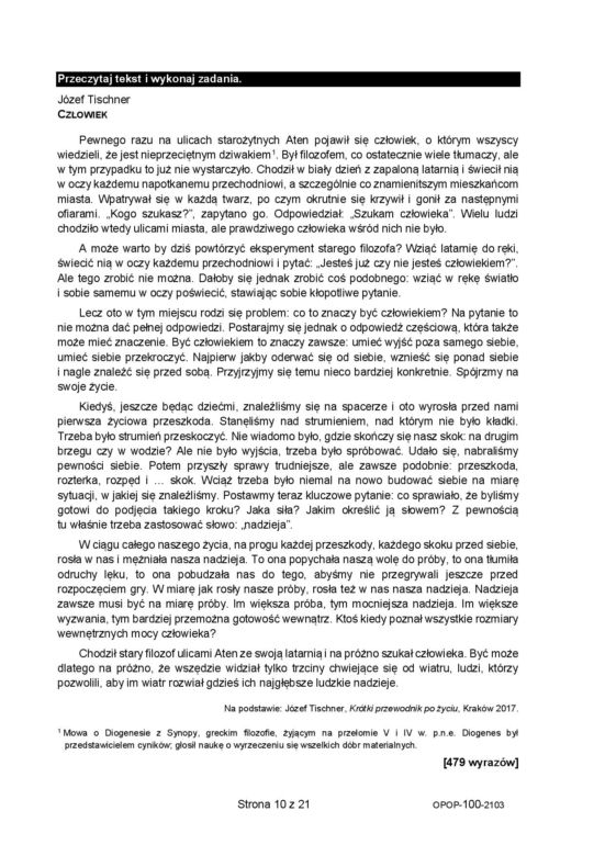Próbny egzamin ósmoklasisty 2021. Arkusz CKE z języka polskiego