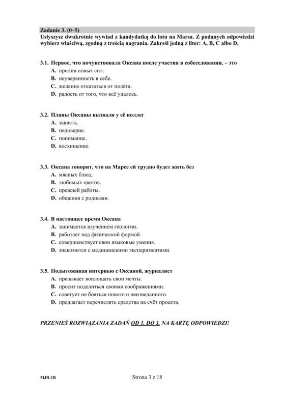 ARKUSZE CKE - Matura j. rosyjski - poziom rozszerzony 2019