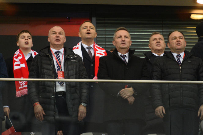 Karol Nawrocki na meczu Polska - Holandia