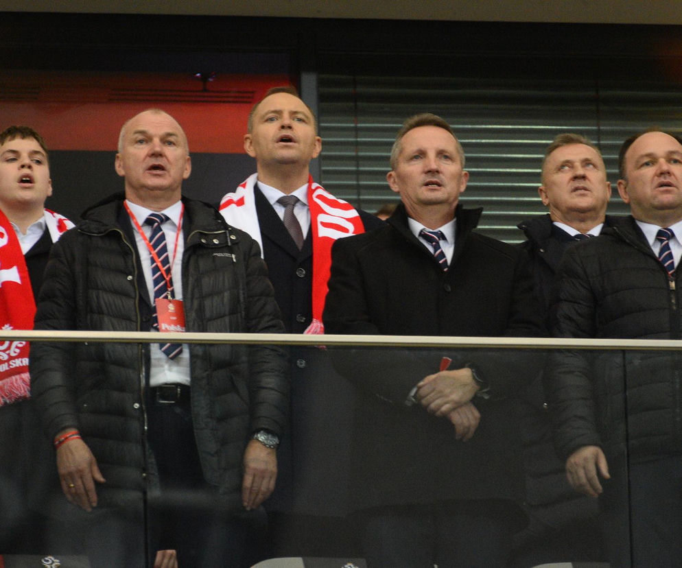 Karol Nawrocki na meczu Polska - Holandia