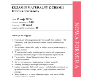 Matura 2019 chemia rozszerzona. ARKUSZE I ODPOWIEDZI
