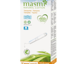 Organiczne bawełniane tampony Super Plus z aplikatorem 100% bawełny organicznej, Masmi, ok. 15 zł