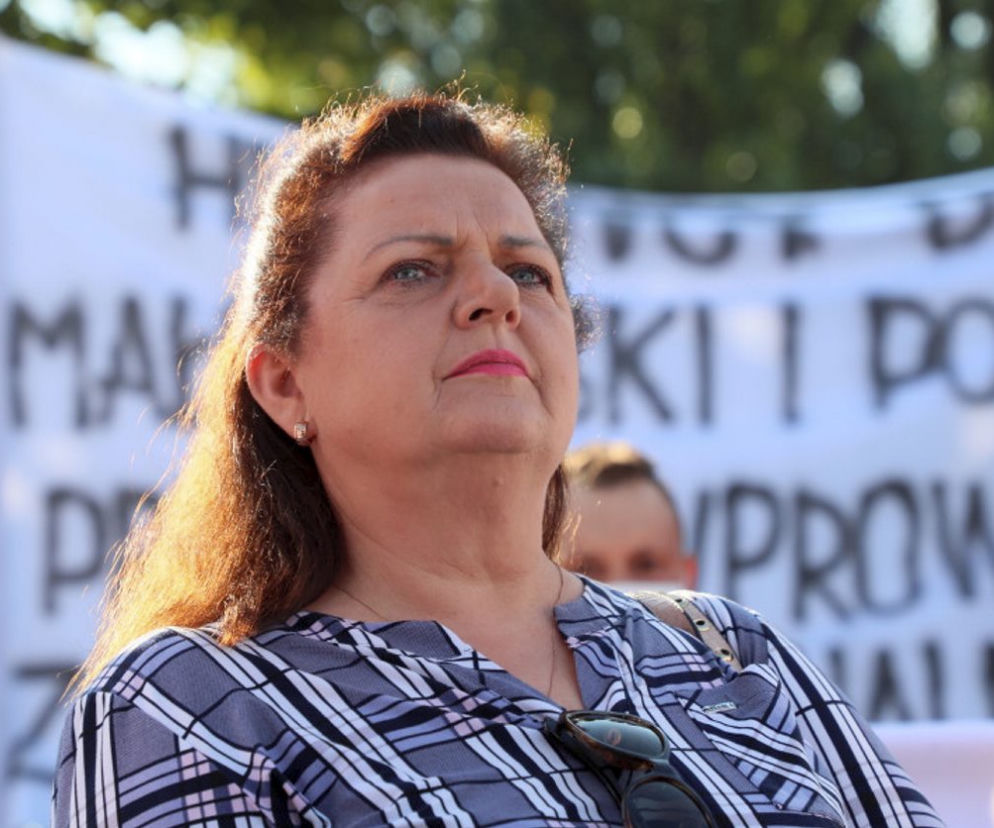 Renata Beger na proteście rolników przed siedzibą Prawa i Sprawiedliwości w Warszawie