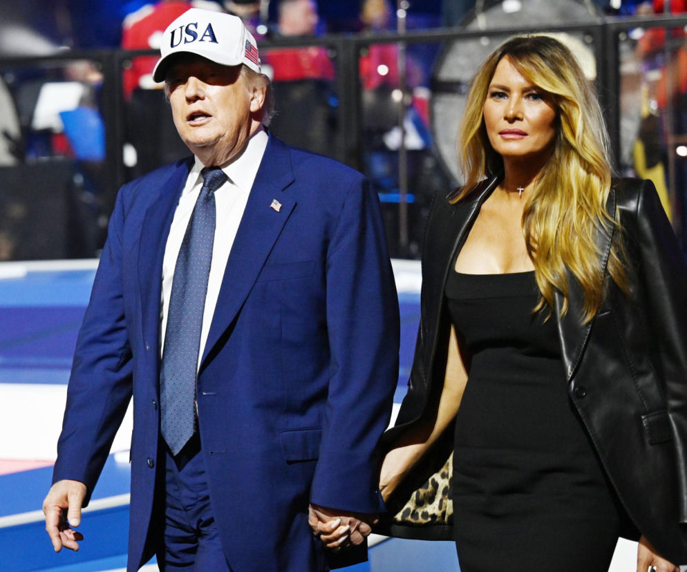 Melania Trump w skórze na urodzinach męża