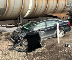 Podlaskiem. Volkswagen zderzył się z pociągiem towarowym