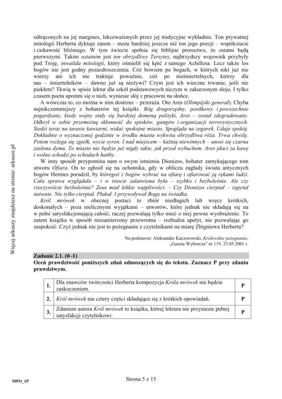 Matura poprawkowa język polski 2015 sierpień (poziom podstawowy)