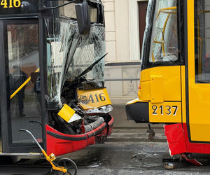 Zderzenie tramwajów i autobusu w Warszawie 18.11.2025