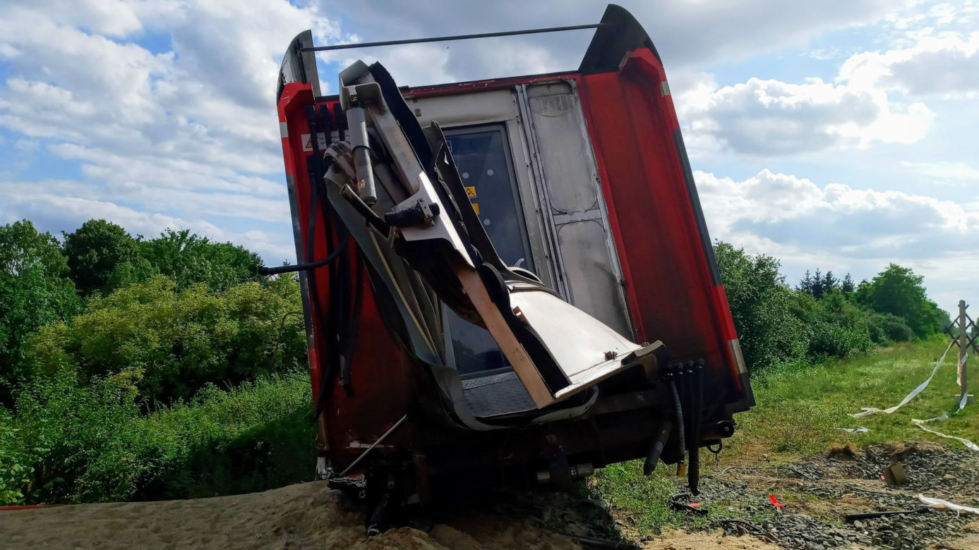 Wrak niemieckiego pociągu pod Kołbaskowem