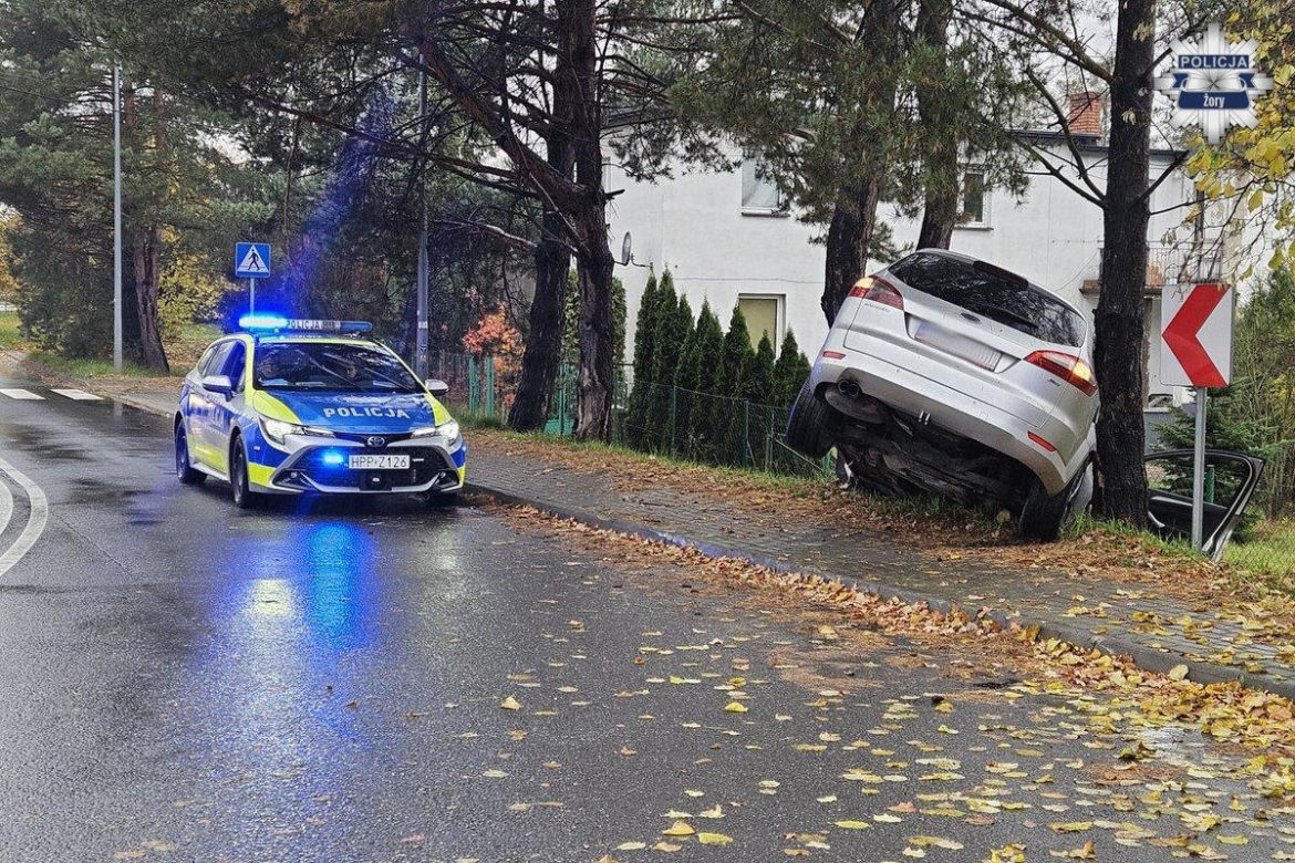 Pijany Ukrainiec rozbił auto na drzewie