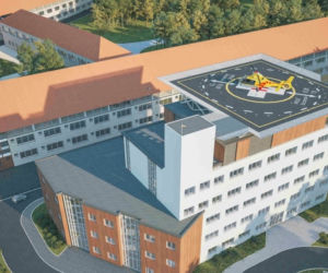 Nowoczesny budynek szpitala przy ul. Arkońskiej w Szczecinie