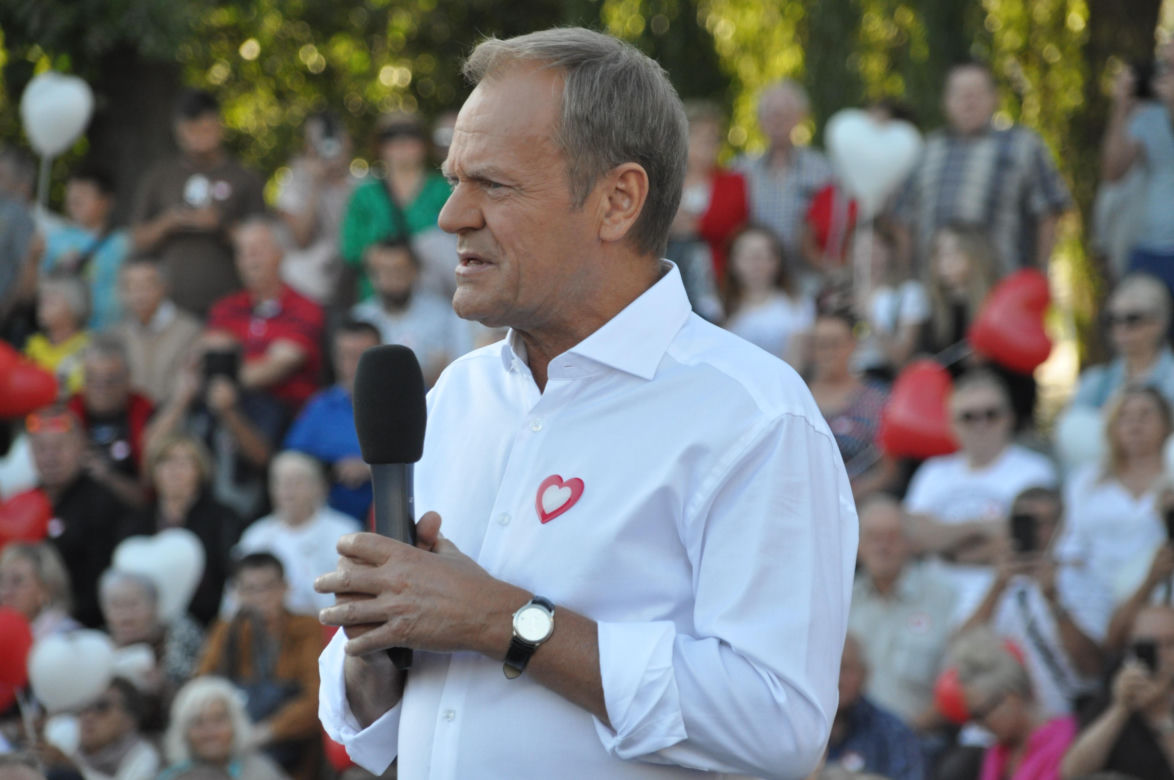 Donald Tusk, lider Platformy Obywatelskiej w Skarżysku-Kamiennej (Świętokrzyskie)