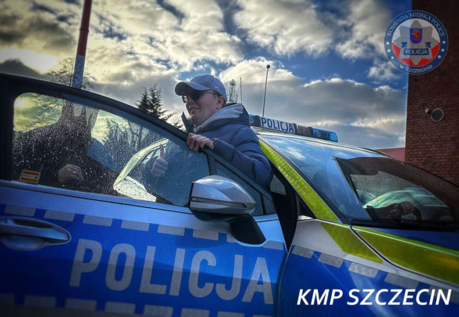 Kuba Znojek odwiedził szczecińskich policjantów