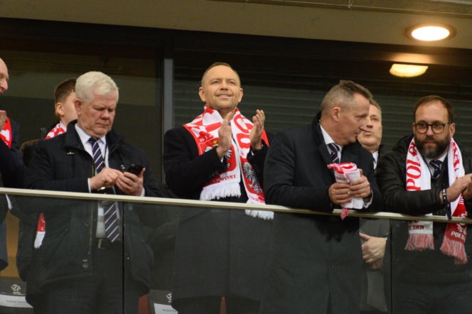 Karol Nawrocki i Przemysław Czarnek na mecze Polska - Albania