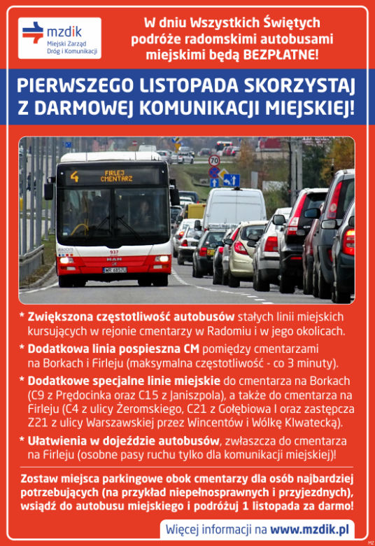 1 listopada komunikacja miejska będzie BEZPŁATNA! Sprawdź, jak dojechać na cmentarze [MAPY]