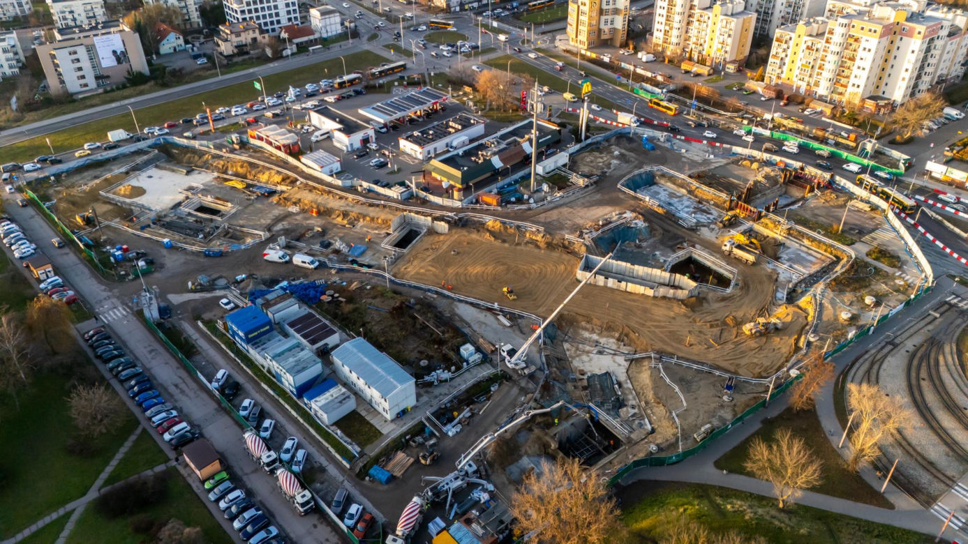 Budowa stacji Lazurowa w grudniu 2024