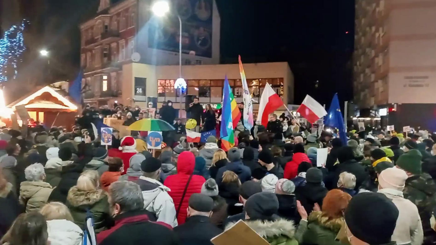 Protest "Wolne media" w Szczecinie
