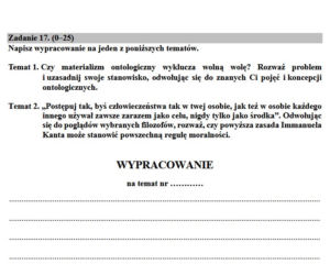 EGZAMIN MATURALNY Z FILOZOFII POZIOM ROZSZERZONY