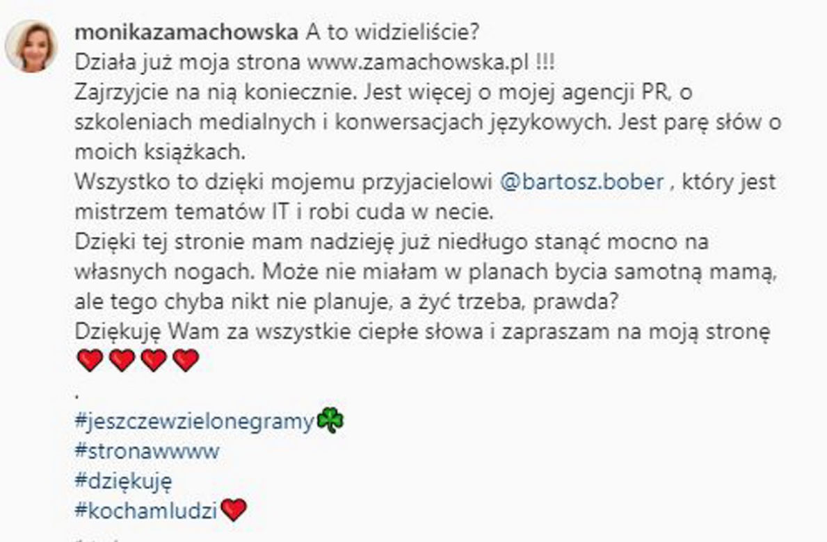 Dziennikarka pisząc o nowym biznesie wspomniała o rozstaniu