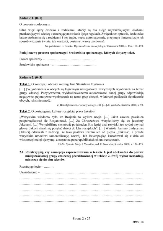 ARKUSZE CKE - Matura z wiedzy o społeczeństwie 2019