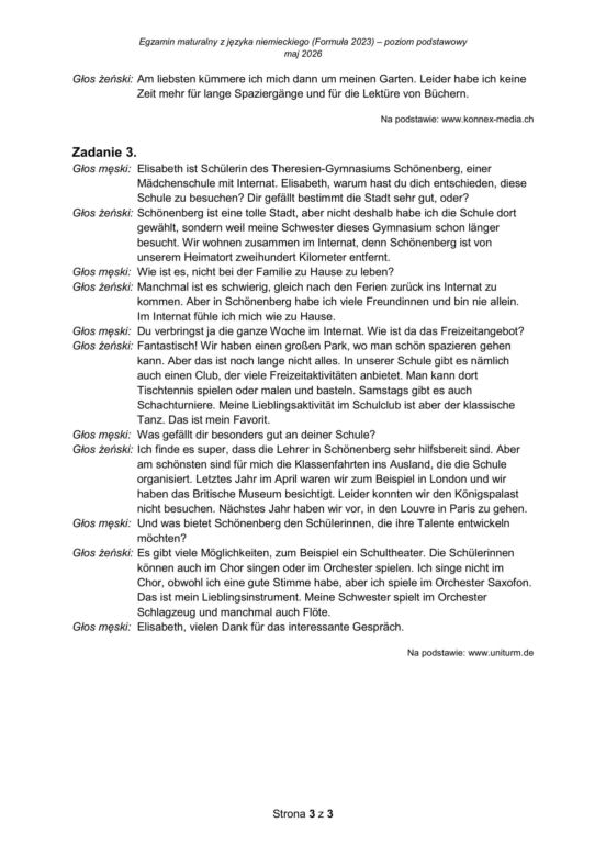 Matura 2026 z NIEMIECKIEGO: arkusze CKE, poziom podstawowy [Formuła 2023] 06.05.2026
