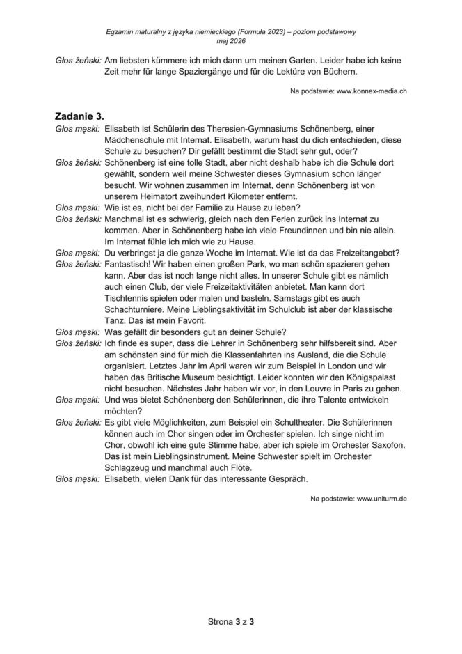 Matura 2026 z NIEMIECKIEGO: arkusze CKE, poziom podstawowy [Formuła 2023] 06.05.2026