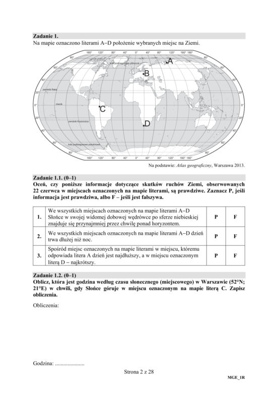 ARKUSZE CKE - Matura geografia - poziom podstawowy i rozszerzony 2019