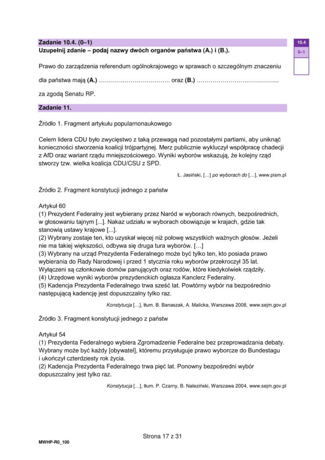 Próbna matura 2026: WOS. Arkusze CKE, pytania i odpowiedzi z WOS-u [16.01.2026]