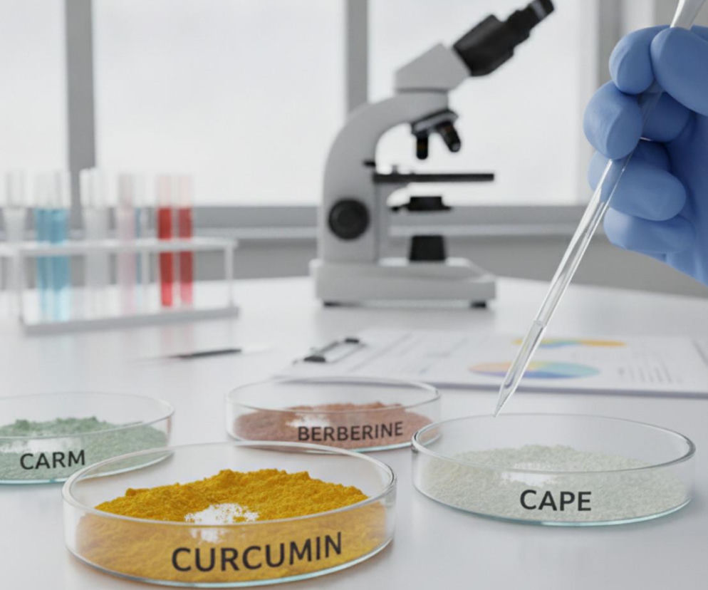 Salki Petri z kurkuminą i berberyną w laboratorium. O badaniach nad mięsakiem przeczytasz na Poradnik Zdrowie.