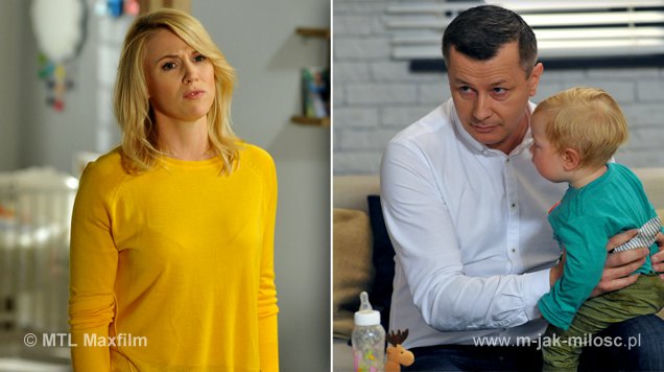 M jak miłość odcinek 1188. Szymek (Staś Szczypiński), Emilka (Dorota Chwedorowicz), Grzegorz Chodakowski (Wojciech Majchrzak)