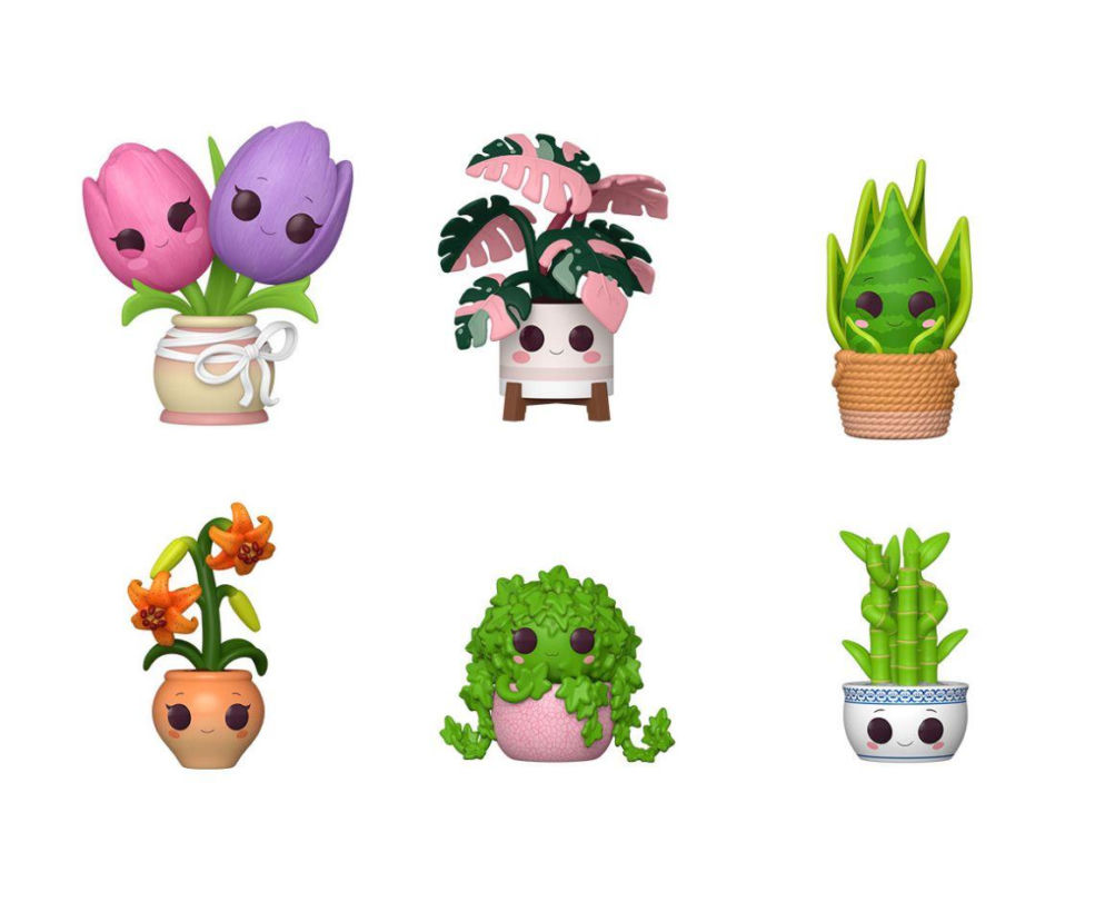 Sześć uśmiechniętych figurek Funko Pop! Mystery Flora w doniczkach. O kolekcji z roślinami przeczytasz na Eska.