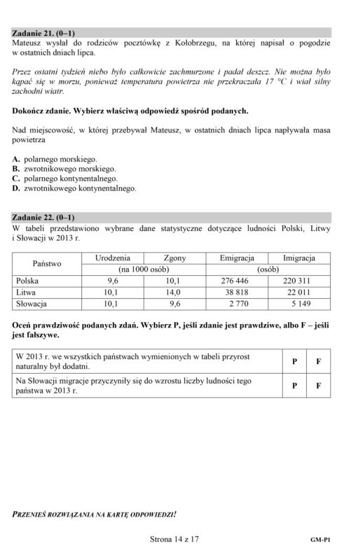 Egzamin gimnazjalny 2018 - część przyrodnicza