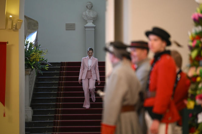 Marta Nawrocka na Niedzieli Palmowej w Pałacu Prezydenckim