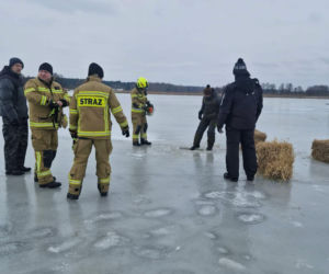 W akcji wykonywania przerębli pomagali druhowie OSP