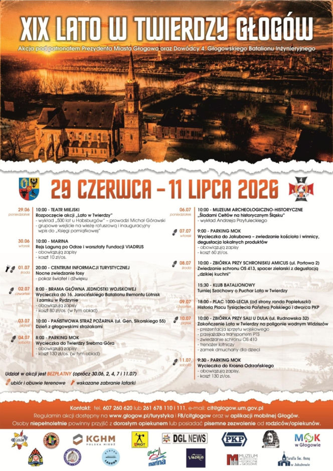 Plan wydarzeń XIX Lata w Twierdzy Głogów