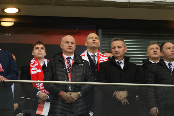 Karol Nawrocki na meczu Polska - Holandia