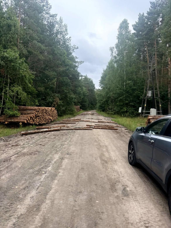 Kibole szykowali zasadzkę. Kłody drewna na drodze i sprzęt do walki w samochodach