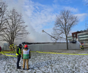 Spłonęła Biedronka w Polkowicach