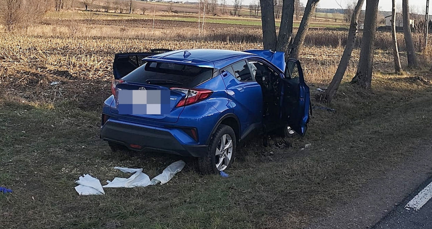 Noworoczny horror pod Garwolinem. 55-latek roztrzaskał hybrydę na drzewie