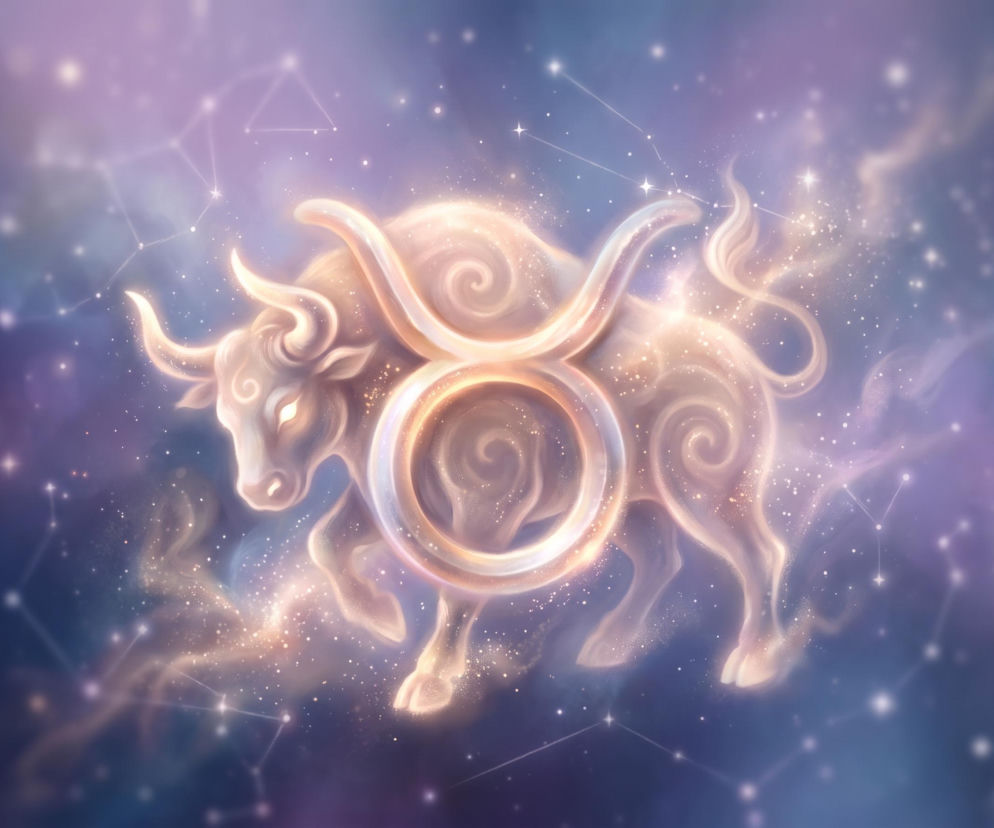 Świecąca sylwetka byka i znak zodiaku na tle kosmosu. O horoskopie dziennym dla Byka przeczytasz w Eska.