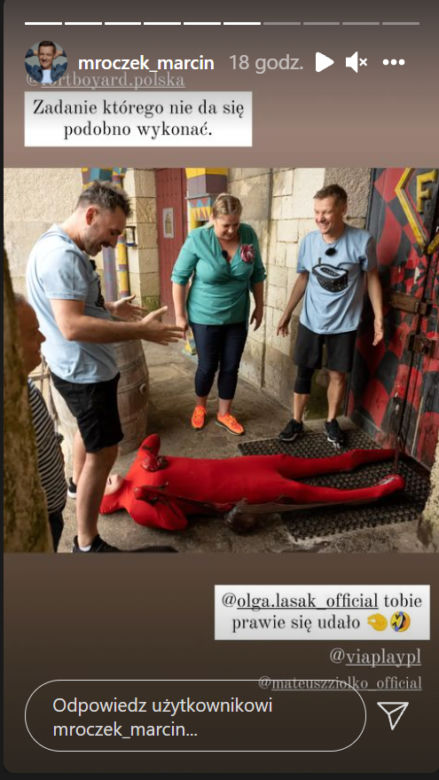 Marcin Mroczek podczas nagrań do "Fort Boyard"