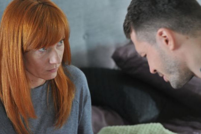 M jak miłość odc. 1211. Agnieszka (Magdalena Walach), Tomek (Andrzej Młynarczyk)