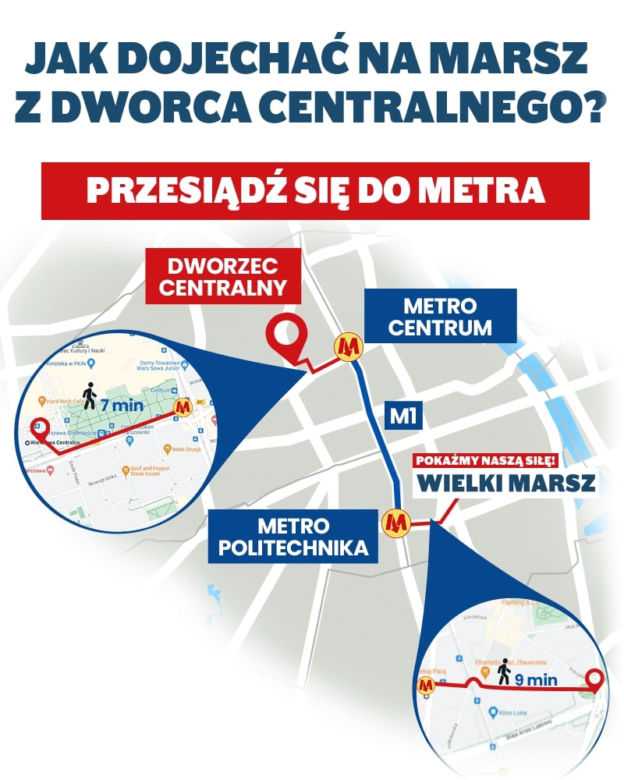Marsz 4 czerwca. Jak dojechać z Dworca Centralnego?