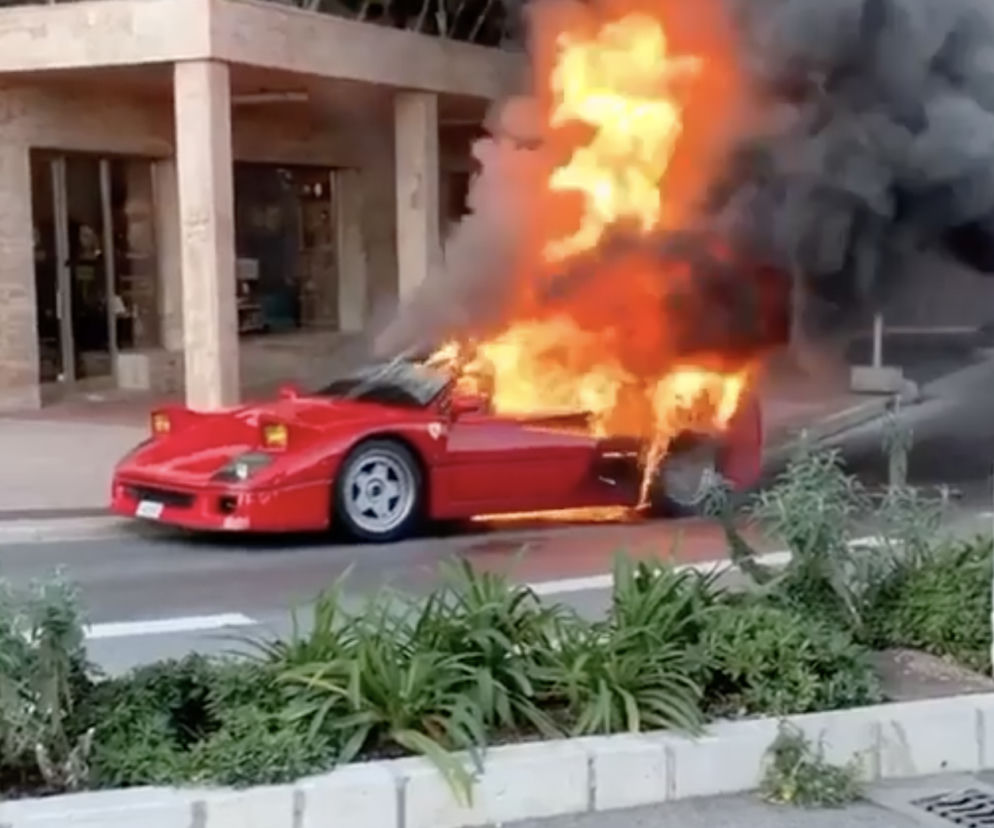 Ferrari F40 spłonęło w Monaco