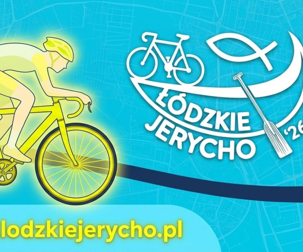 Grafika promocyjna Łódzkiego Jerycha przedstawia rowerzystę na żółtym rowerze z datą 27.06.2026 i adresem lodzkiejerycho.pl na tle mapy Łodzi. Więcej o wydarzeniu przeczytasz na naszym portalu.